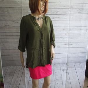 NWT - Olive green blouse - sz L - MSRP $40.00